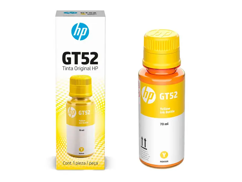 Botella de Tinta Original HP GT52 Amarillo 70ml, Rendimiento 8,000 Páginas