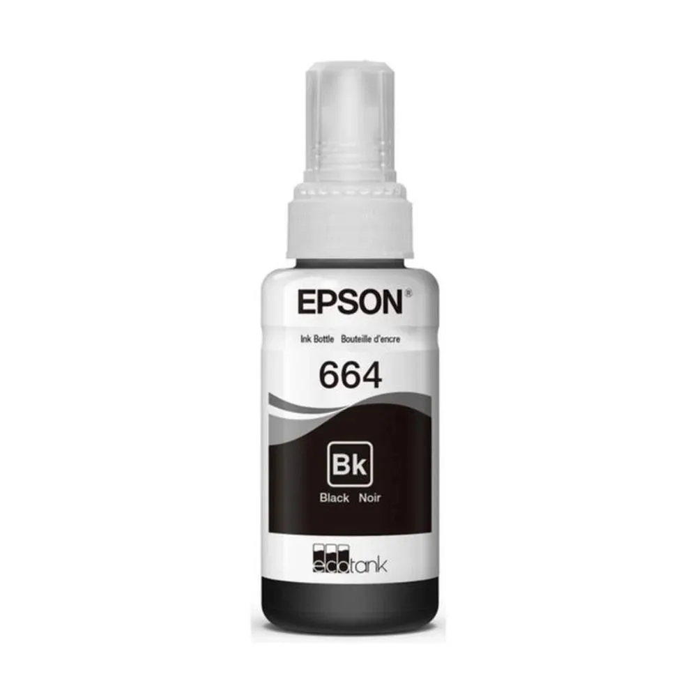 Botella de Tinta Original Epson 664 Negro 70ml para EcoTank L200, L210, L350, L355 y L555