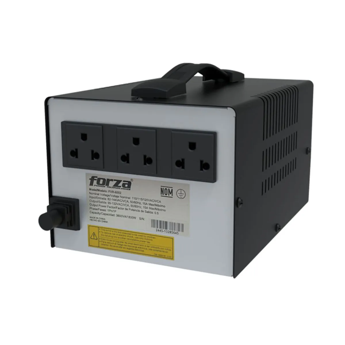 Estabilizador de Voltaje Forza FVR-6002, 6000VA/3000W, 3 Tomas, Negro, foto 4
