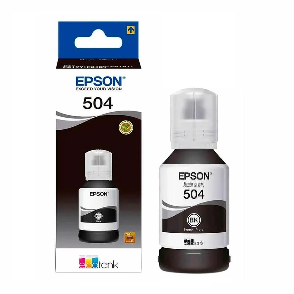 Botella de Tinta Original Epson T504 Negro 127ml para EcoTank L4150, L4160, L6161 y L6171