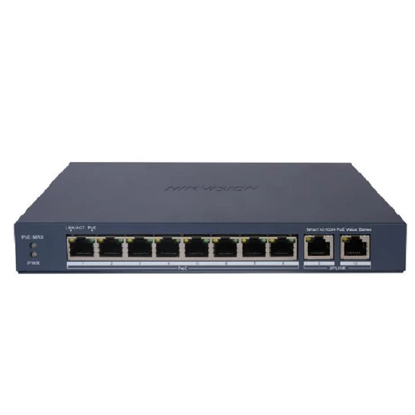 Smart Switch Adminis 8POE HK-DS-3E1310HP-EI Mix 100M + 2 Up RJ45 Gigabite - 1° y 2°P Hi-PoE