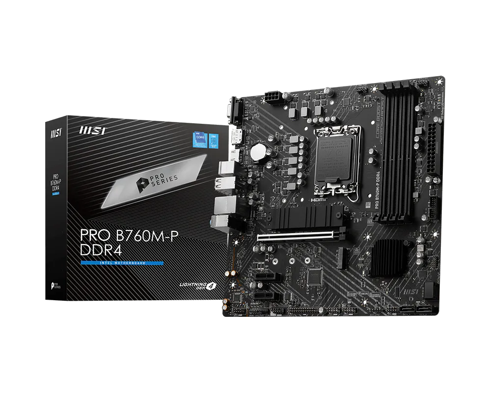 Placa Madre MSI Pro B760M-P DDR4, Chipset Intel B760, LGA1700, HDMI, DP, VGA, mATX
