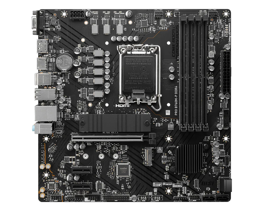 Placa Madre MSI Pro B760M-P DDR4, Chipset Intel B760, LGA1700, HDMI, DP, VGA, mATX