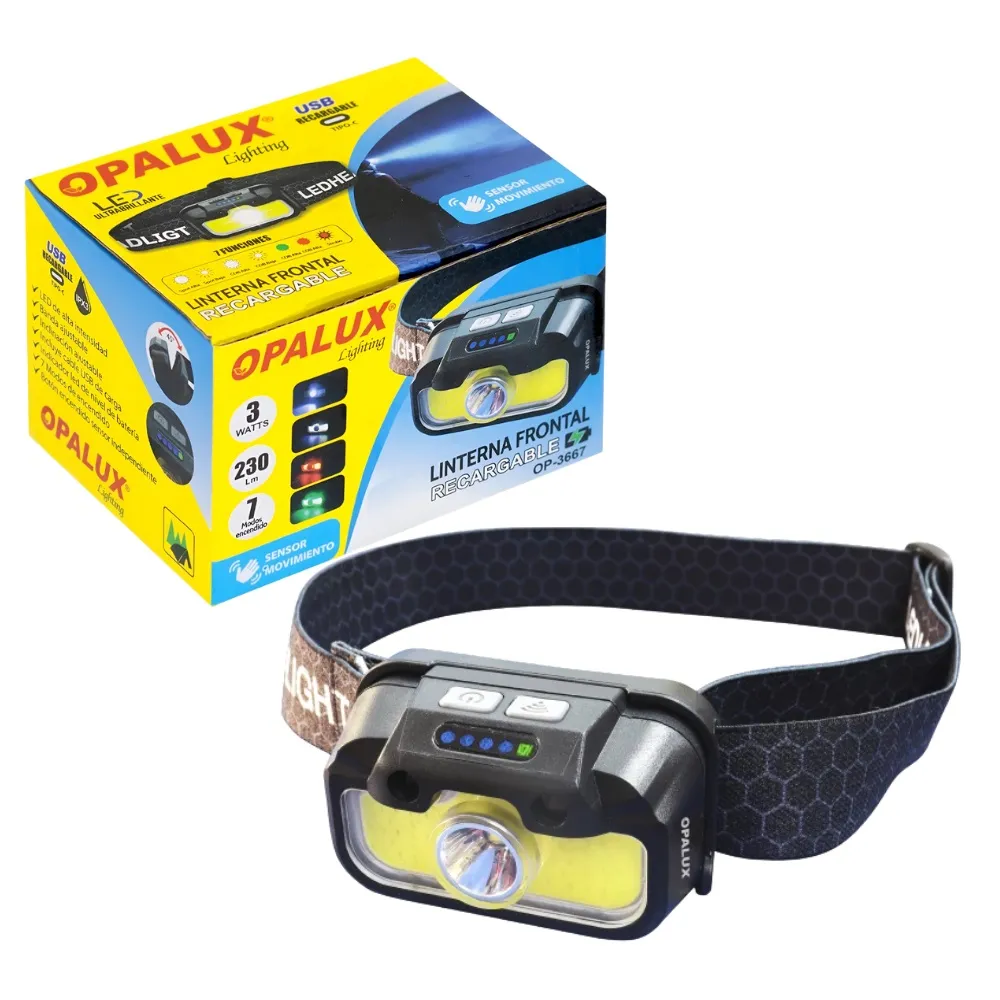 Linterna Frontal Recargable 3W Opalux OP-3667
