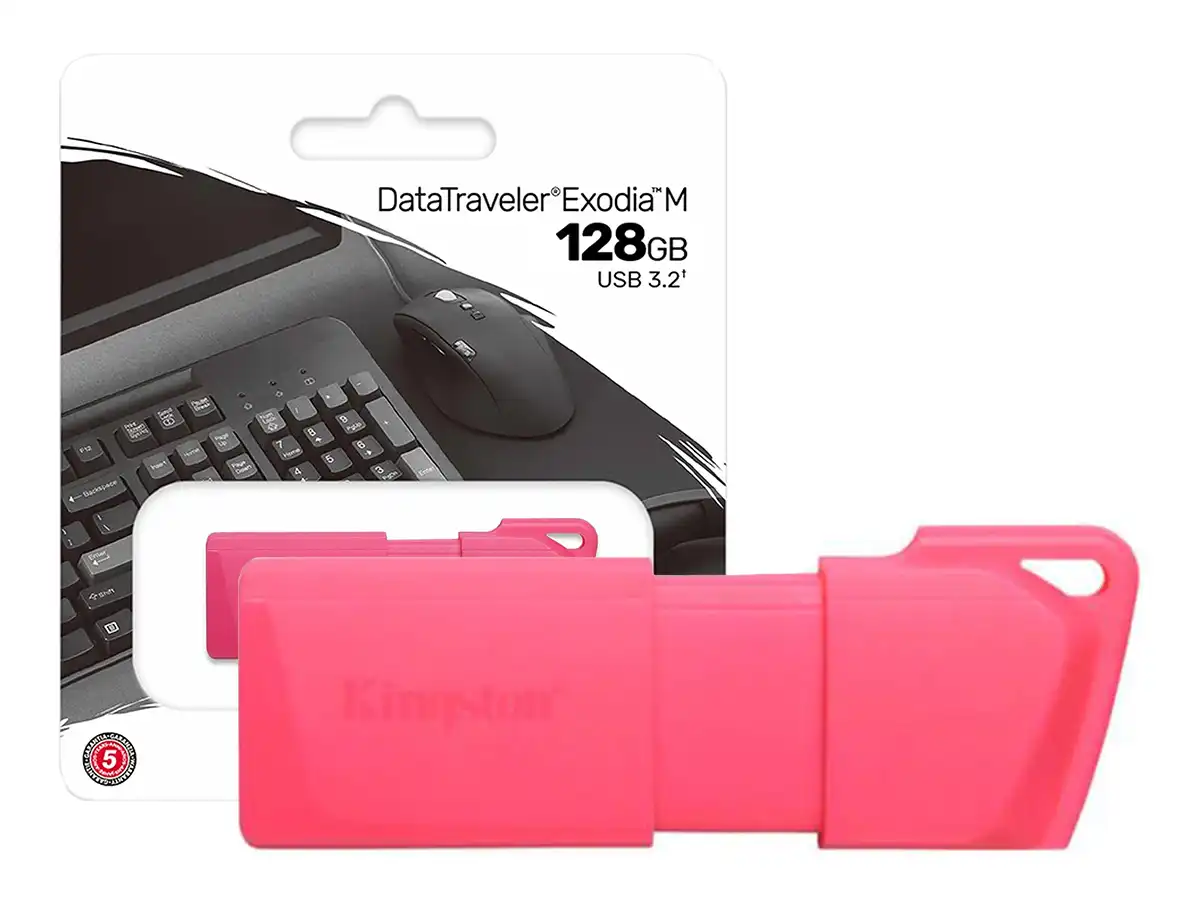 Memoria Flash USB Kingston Datatraveler Exodia M, 128GB, USB 3.2 Gen 1, Rosado