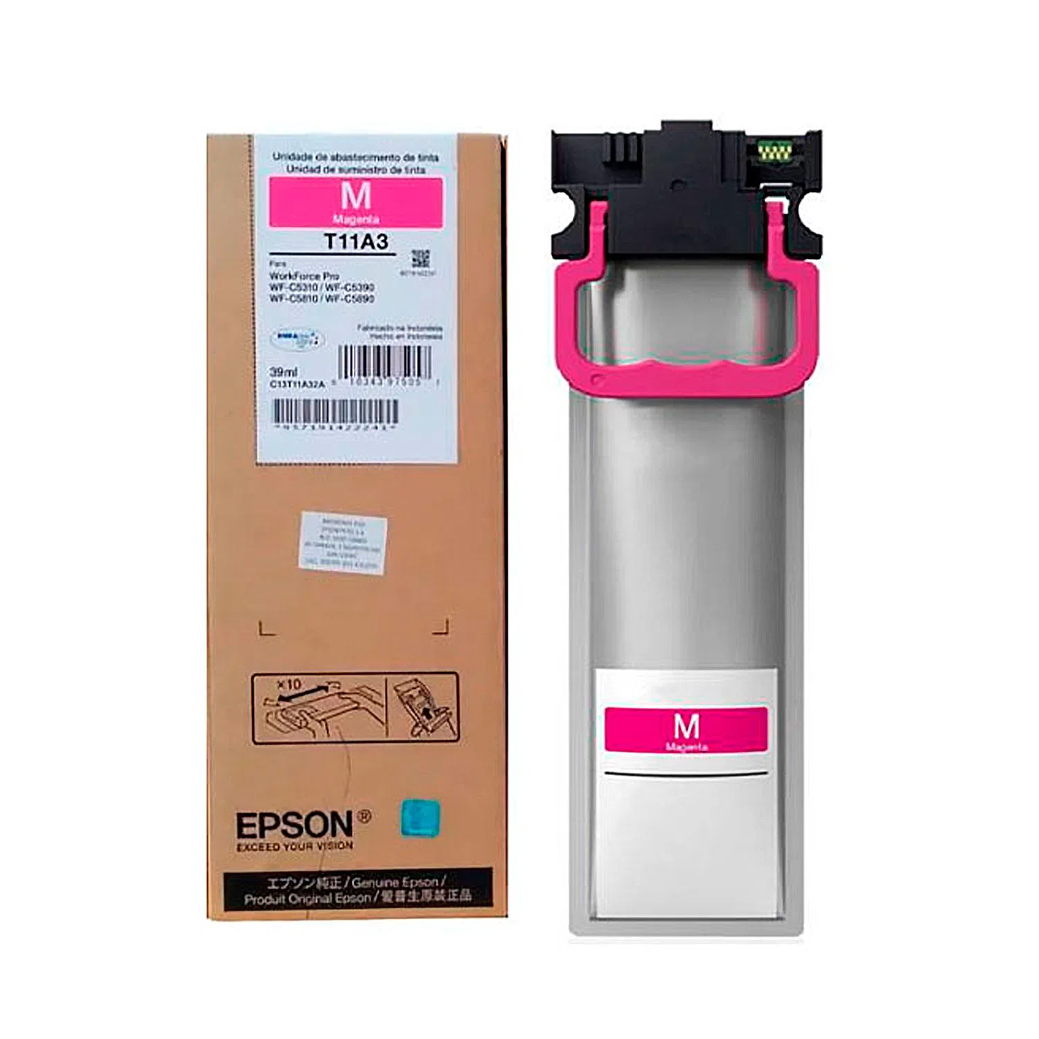 Bolsa de Tinta Original Epson T11A3 Magenta 39ml para WorkForce Pro WF-C5810