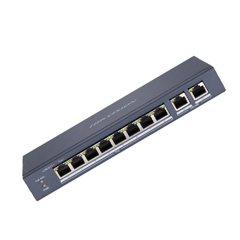 Switch PoE 8P Hikvision Adminis HK-DS-3E1310P-EI/M Mix 100M + 2 Up RJ45 Gigabite - Bajo Consumo