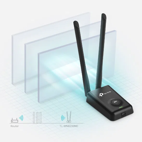 Adaptador Nano USB TP-Link TL-WN8200ND Inalámbrico High Power 300Mbps