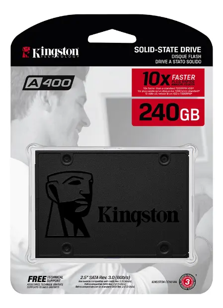 Unidad en Estado Sólido Kingston A400 240GB SATA 2.5", SATA III 6 Gb/s, 500 MB/s Lectura y 350 MB/s Escritura