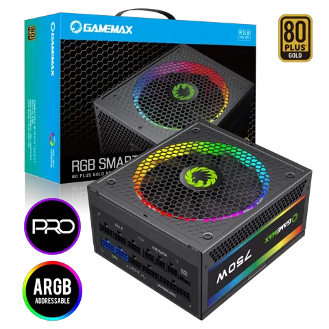 Fuente de Poder RGB-750W Modular Gamemax 80P Gold