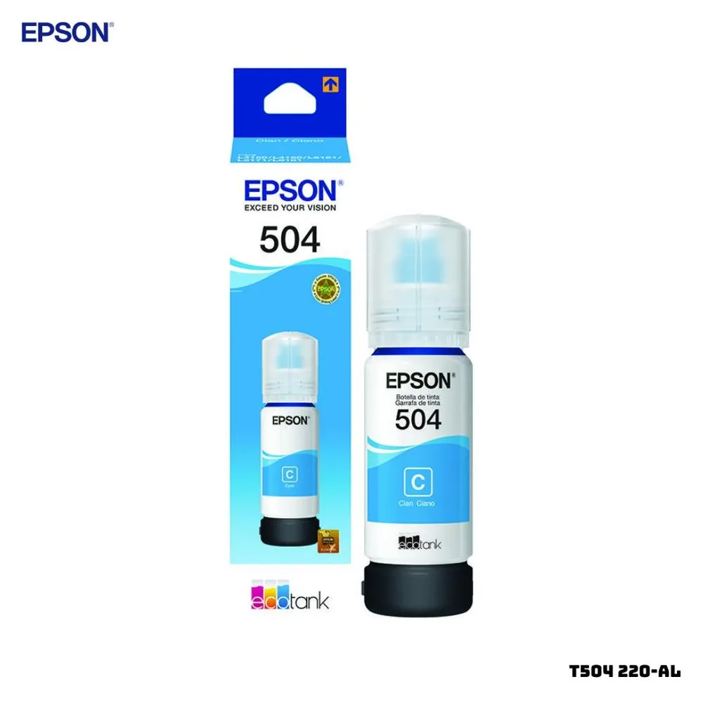 Botella de Tinta Original Epson T504 Cian 70ml para EcoTank L4150, L4160, L6161 y L6171