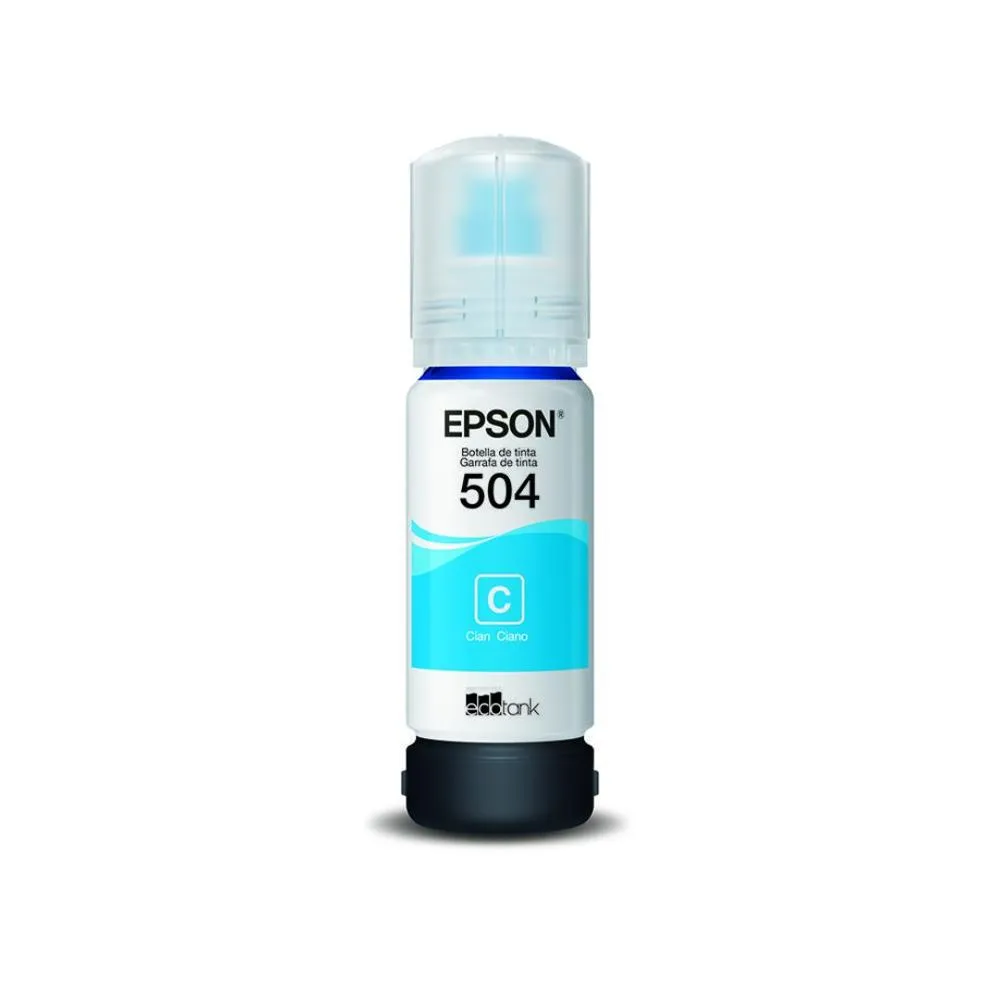 Botella de Tinta Original Epson T504 Cian 70ml para EcoTank L4150, L4160, L6161 y L6171