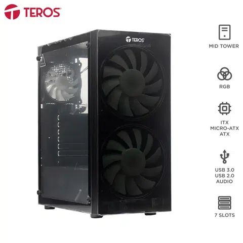 Case sin Fuente Gamer Teros TE-1333G, Mid Tower, ATX/Micro-ATX/ITX, USB-A, Audio