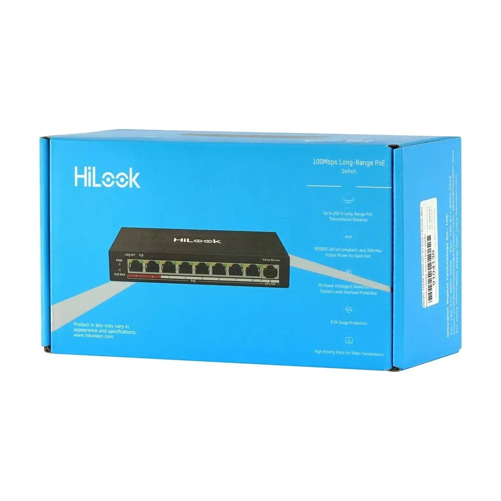 Switch HiLook NS-0109P-60(B) 08 Puertos 10/100 Mbps PoE