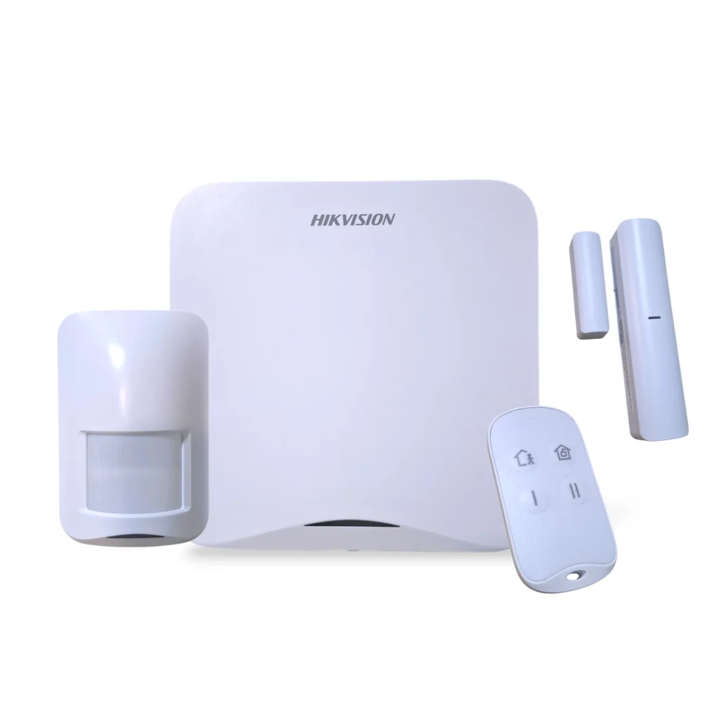 Kit Alarma KIT-PA201PS-KIT-16WB WiFi 4G 16 Zonas AX Home con Panel PIR Magnético y Pulsador Hikvision