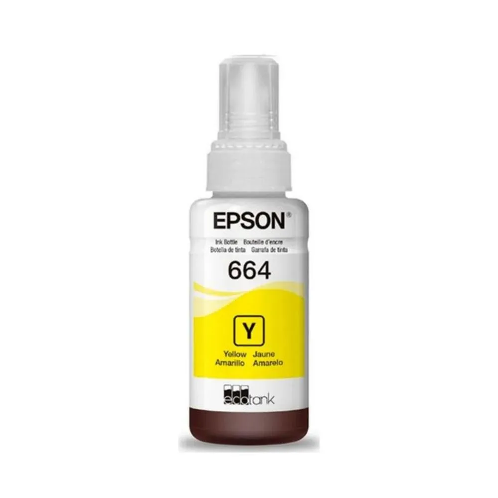Botella de Tinta Original Epson 664 Amarillo 70ml para EcoTank L210, L355, L380, L455 y L555