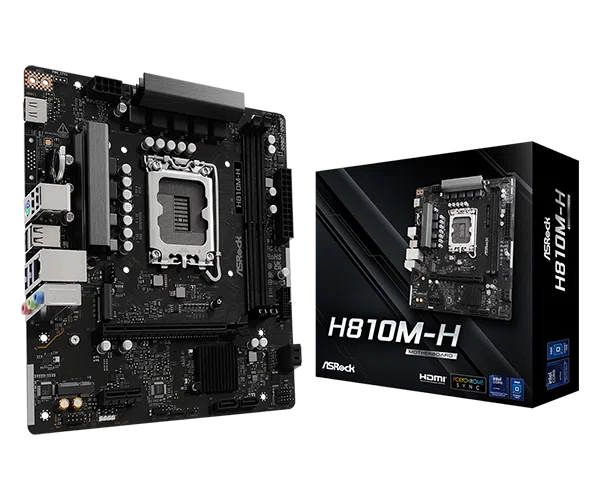 Placa Madre ASRock H810M-H DDR5, Intel H810, LGA1851, Micro-ATX, M.2 PCIe 4.0, PCIe 4.0, HDMI y LAN Gigabit