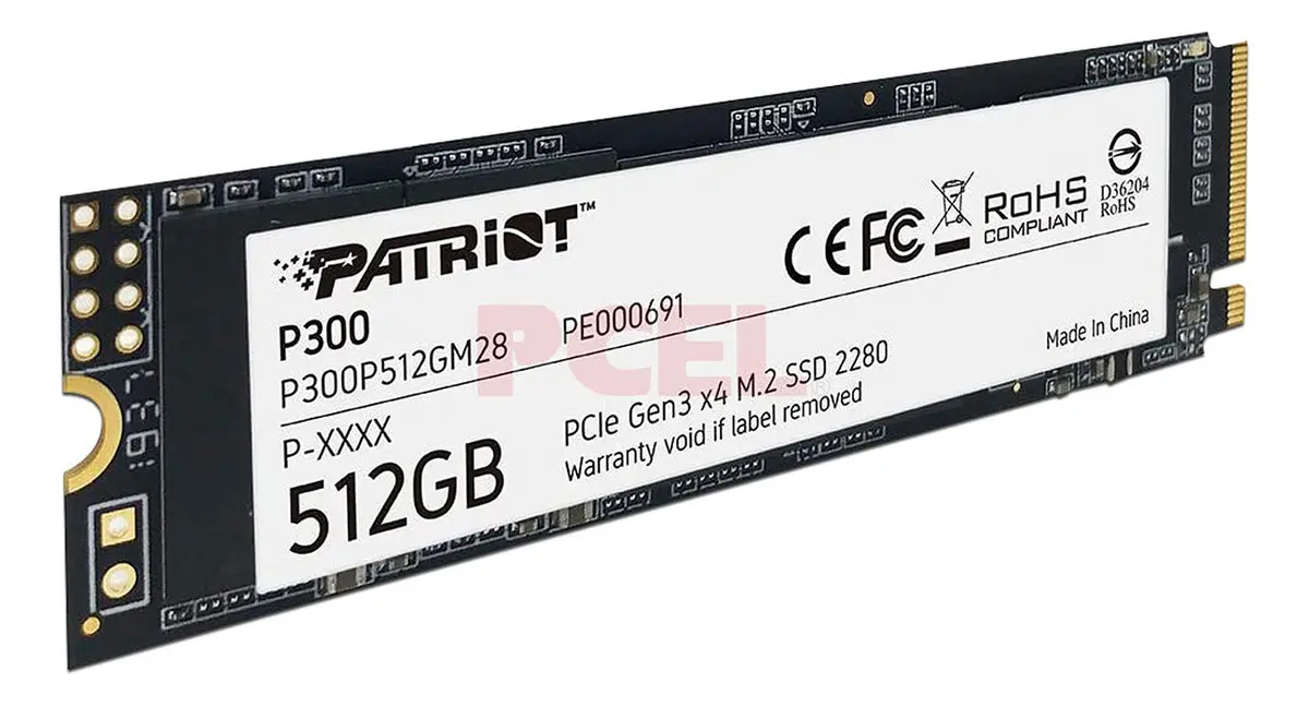 Unidad en Estado Sólido Patriot P300 512GB M.2 2280, PCIe Gen3 x4 NVMe, 1700 MB/s Lectura y 1200 MB/s Escritura