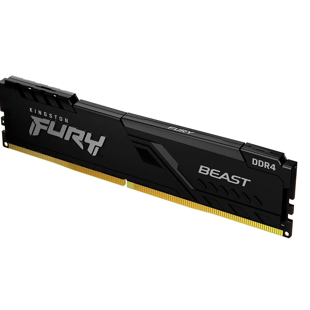 Memoria RAM Kingston Fury Beast Black 8GB DDR4 3200MHz UDIMM para PC, CL16, XMP 2.0, Disipador Negro