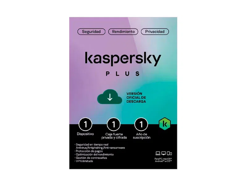Antivirus Kaspersky Plus 1 Dispositivo por 1 Año