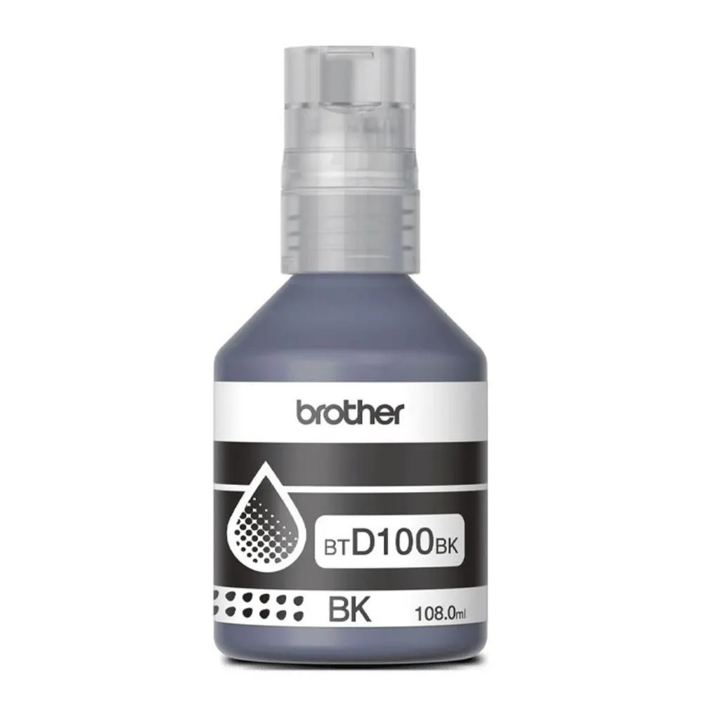 Botella de Tinta Original Brother BTD100BK Negro 108ml, Rendimiento 7,500 Páginas