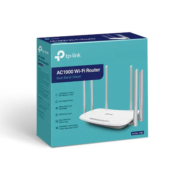 Router WiFi Doble Banda AC1900 AC1900 TP-Link 2.4-5GHZ 6 Antenas TP-ARCHER-C86