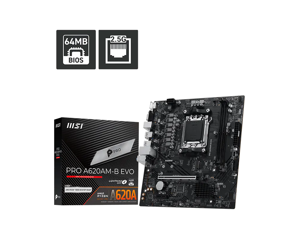 Placa Madre MSI Pro A620AM-B Evo / AM5 / DDR5 / M.2