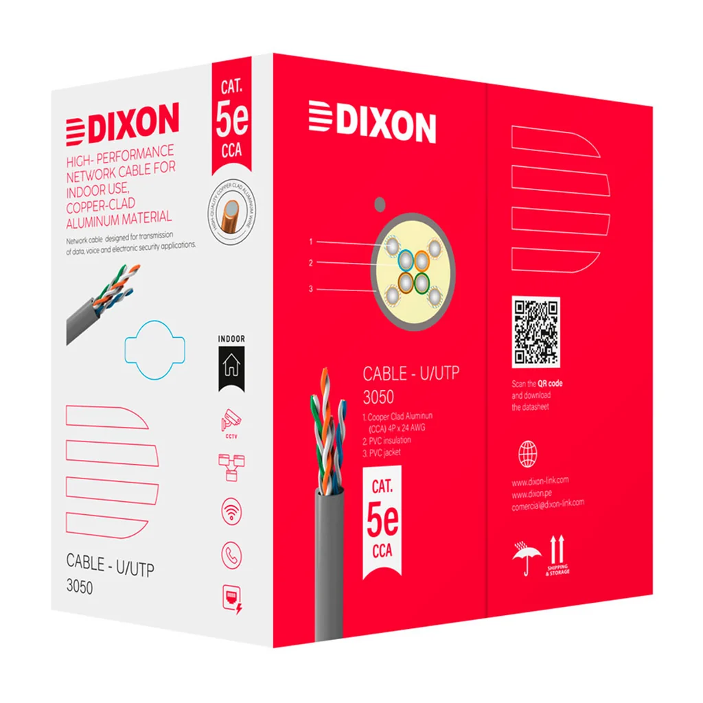 Cable UTP Dixon CAT5e 4PX24AWG Gris 305M