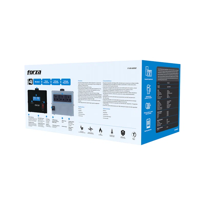 Estabilizador Forza FVR-1222USB 1200VA 600W 8OUT Ga, foto 7