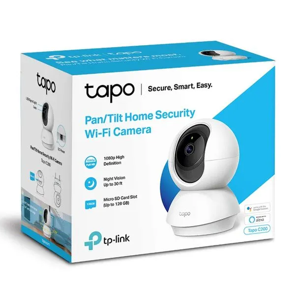 Cámara de Seguridad Tapo C200 Interior, 1080P, Wi-Fi, Infrarrojo, Rotativo, Blanco