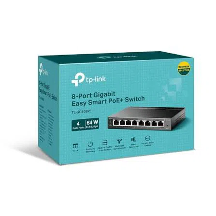 Switch Desktop 8 Puertos Gigabit Easy Smart con 4 Puertos PoE+ Metálico TP-Link TL-SG108PE