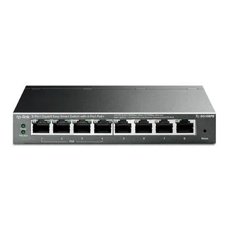 Switch Desktop 8 Puertos Gigabit Easy Smart con 4 Puertos PoE+ Metálico TP-Link TL-SG108PE