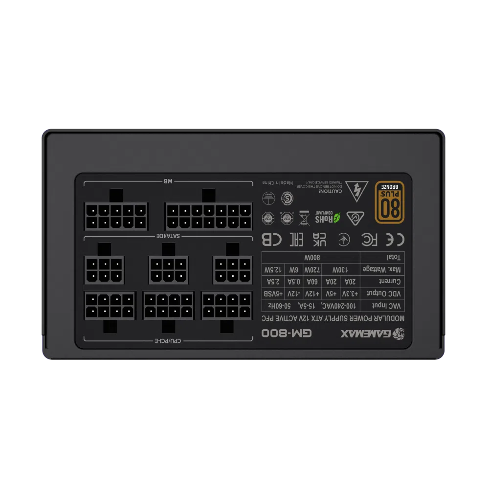 Fuente de Poder Gamemax GM-800W Modular 80P Bronze