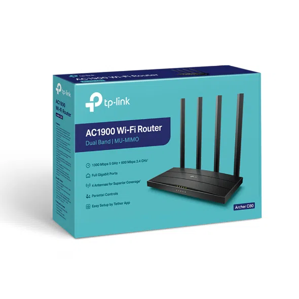 Router TP-Link Archer C80 AC1900 Doble Banda Inalámbrico MU-MIMO